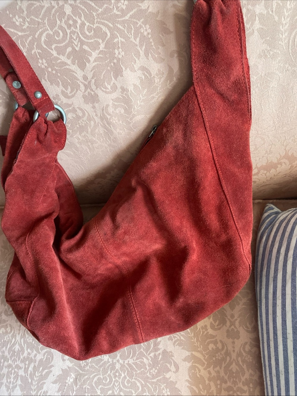 Free People Roma Rust Red Suede Hobo Shoulder Bag - Picture 8 of 13